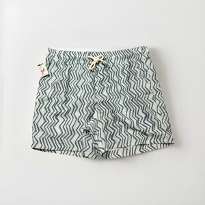 RSQ Swim Trunks Men Medium Aqua Zig Zag Pattern 5" Inseam Board Shorts